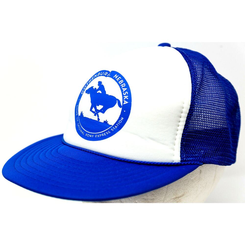 VTG Trucker Snapback Hat Gothenburg Nebraska Home Pony Express Nissin Mesh